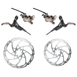 Sada brzd HAYES Dominion A4 | černá-bronzová | RRL + Kotouče HAYES D-Series (203mm+180mm)