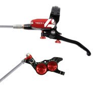 Brzda HOPE Tech 4 V4, opletená hadička, černá-červená, levá