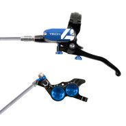 Brzda HOPE Tech 4 V4, opletená hadička, černá-modrá, levá