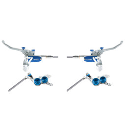 Sada brzd HOPE Tech 4 V4 | opletená hadička | stříbrná-modrá