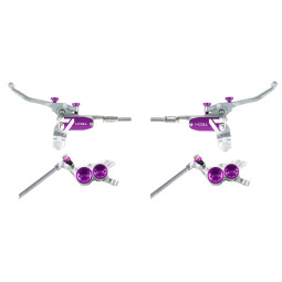 Set of brakes HOPE Tech 4 V4 | braided hose | silver-purple