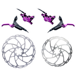 Sada brzd HAYES Dominion A4 | černá-fialová | LE + Kotouče D-Series (220mm+203mm)