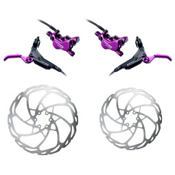 Sada brzd HAYES Dominion A4 | černá-fialová | LE + Kotouče D-Series (203mm+180mm)