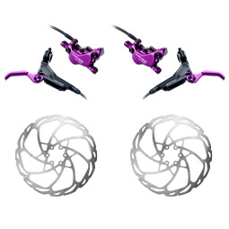 Sada brzd HAYES Dominion A4 | černá-fialová | LE + Kotouče D-Series (180mm+180mm)