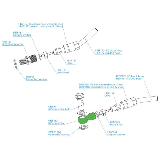 HOPE otočné banjo pro 5mm hadičky HBSP162