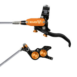 Brzda HOPE Tech 4 EVO GR4, opletená hadička, černá-oranžová, levá