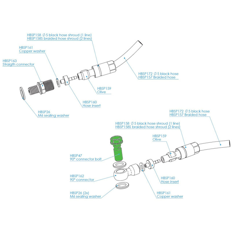 HOPE dutý šroub pro otočné banjo, černý
