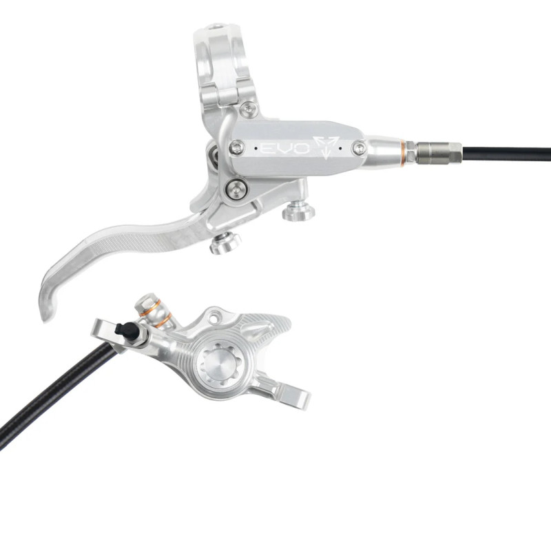 Brzda HOPE Tech 4 EVO X2, post mount, kevlarová hadička, stříbrná-stříbrná, pravá