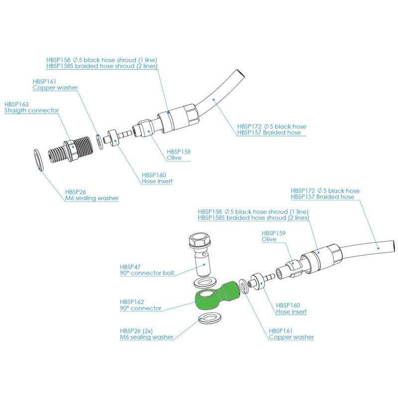 HOPE otočné banjo pro 5mm hadičky, HBSP162